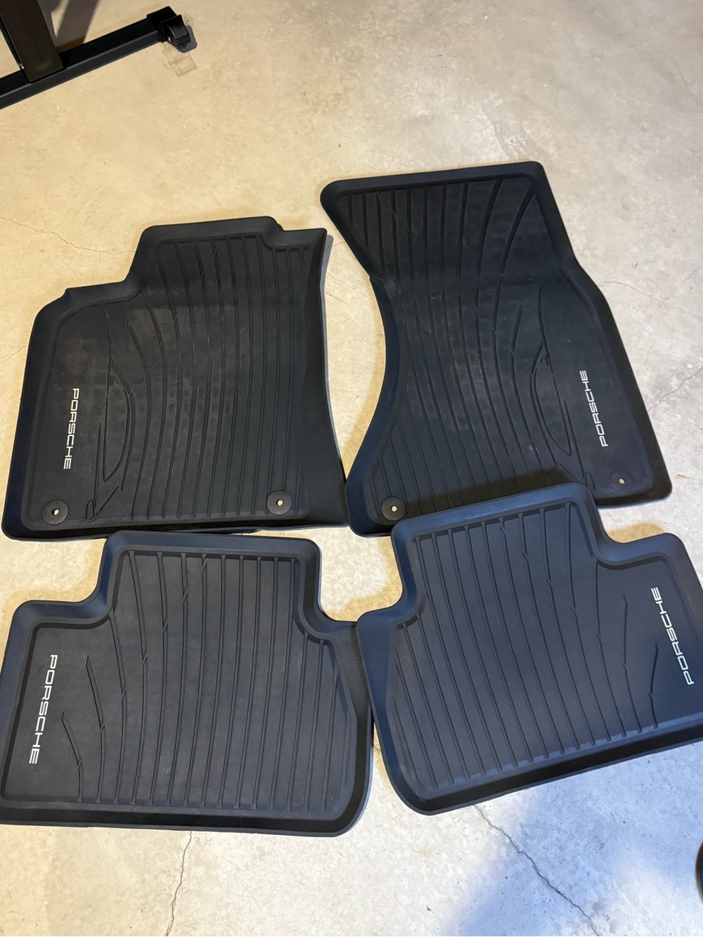Porsche Black All-Weather Rubber Floor Mats - Set of 4